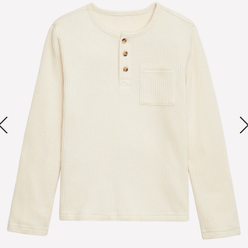 NEW FABKIDS Waffle Henley Top SIZE: XL (14-16)